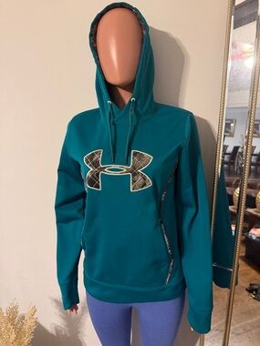 Under Armour Teal Hooded Pullover with Patterned Logo